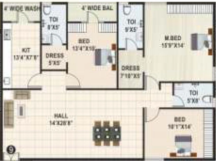 3 BHK Flat in Himagiri Pottapus Hima Sai Srinidhim in Attapur, Hyderabad - Image 833460