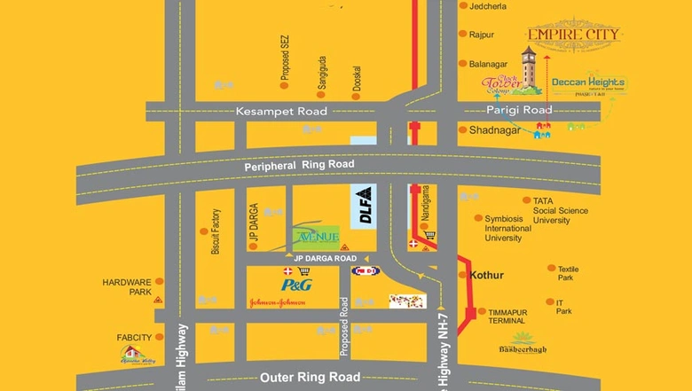 Location of City 5th Avenue in Kottur, Hyderabad - Image 224156