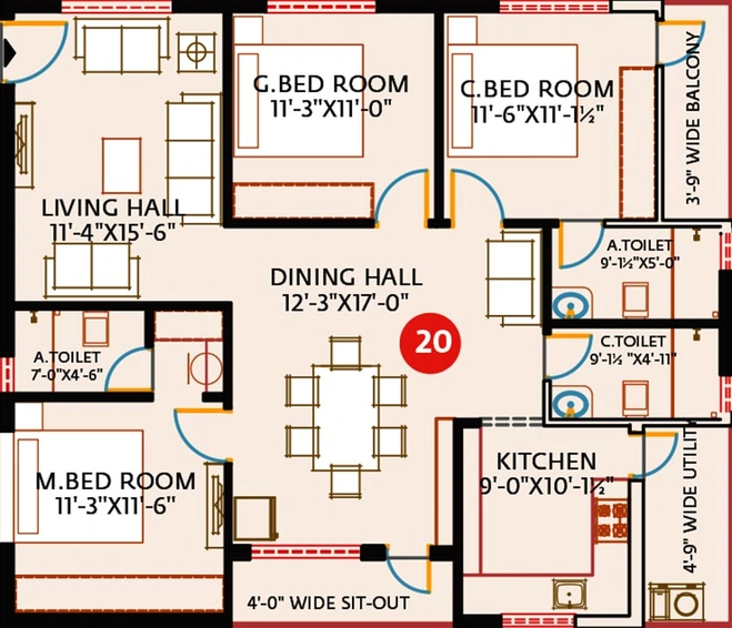 3 BHK Flat in Anuradha Siri Jewel in Chandanagar, Hyderabad - Image 833474