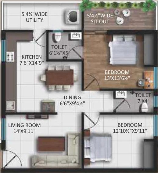 2 BHK Flat in Amanteja Neeladri Basil in Mokila, Hyderabad - Image 833477