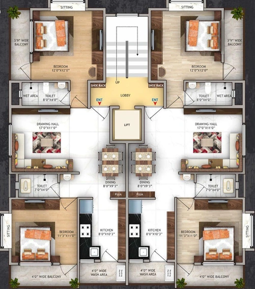 Floor Plan of Landmarks Orchid Elegance in Manish Nagar, Nagpur - Image 224200