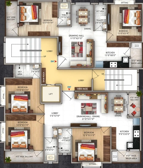 Floor Plan of Landmarks Orchid Prem Shanti in Ram Nagar, Nagpur - Image 224210