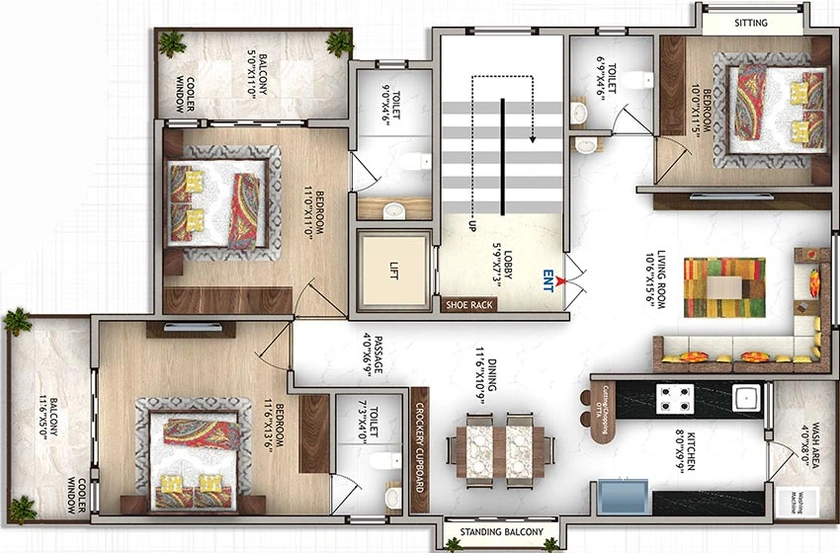 Floor Plan of Landmarks Orchid Sapphire in Narendra Nagar, Nagpur - Image 224259