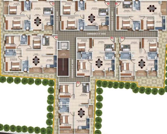 Floor Plan of Vishwajith MBNR Heights in Mahadevapura, Bangalore - Image 224278