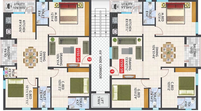 Floor Plan of Vanukuri Adithya Residency in Miyapur, Hyderabad - Image 224345