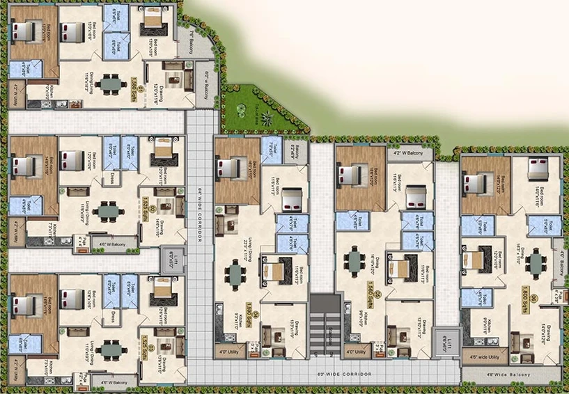 Floor Plan of VVR Green Meadows in Attapur, Hyderabad - Image 224378