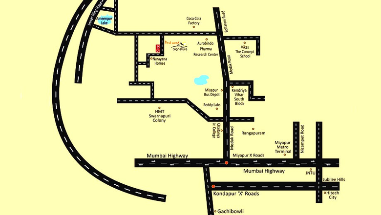 Location of Parkwood Signature in Miyapur, Hyderabad - Image 224384