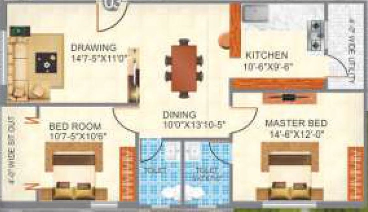 2 BHK Flat in RSRPPL Suraksha in Miyapur, Hyderabad - Image 833552