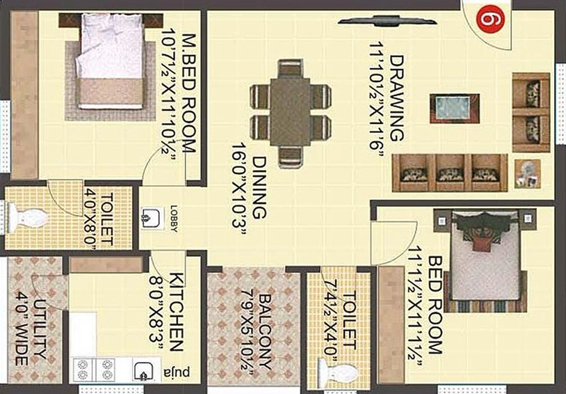 2 BHK Flat in Saudhaa Lotus Avenues in Miyapur, Hyderabad - Image 833554