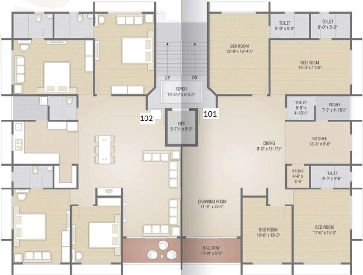 Floor Plan of Kalpataru Panchshil Veer Residency in Usmanpura, Ahmedabad - Image 129213