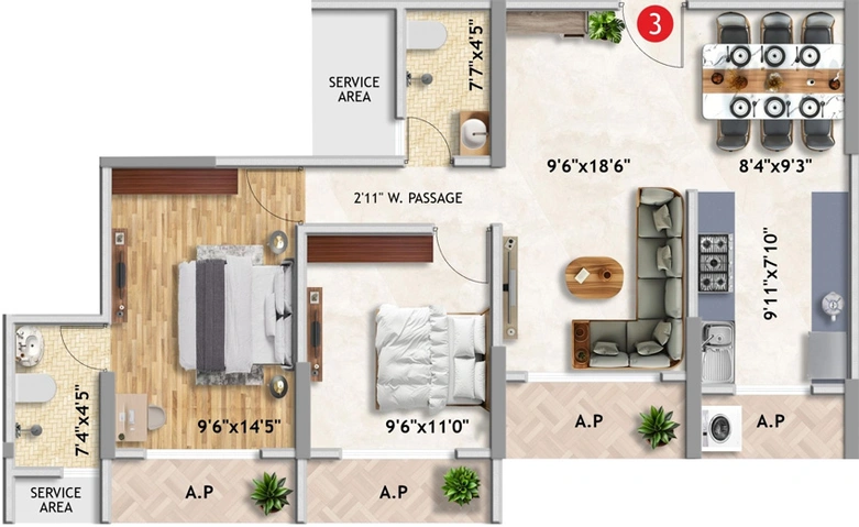 2 BHK Flat in Imperial Anantha in Vasai West, Palghar - Image 833610