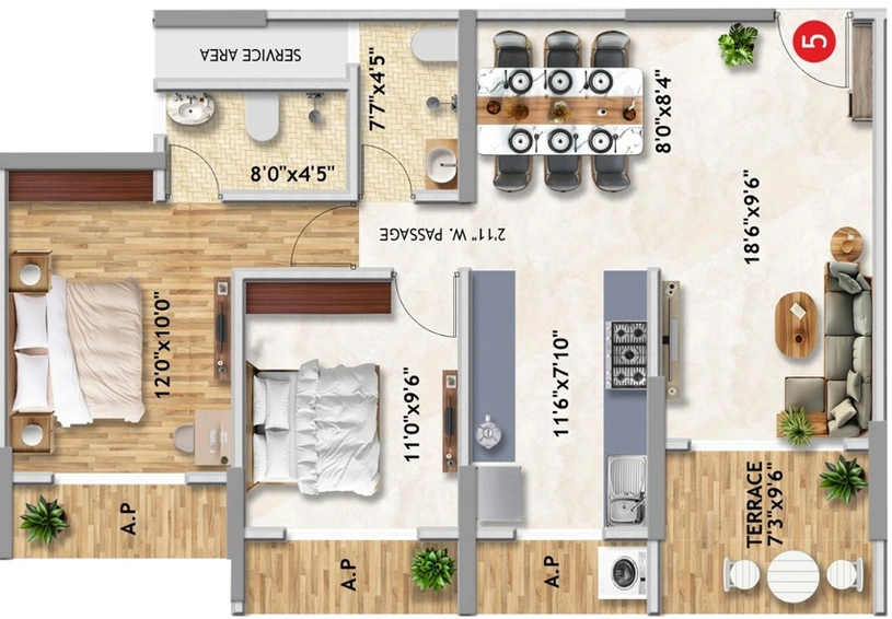 2 BHK Flat in Imperial Anantha in Vasai West, Palghar - Image 833611