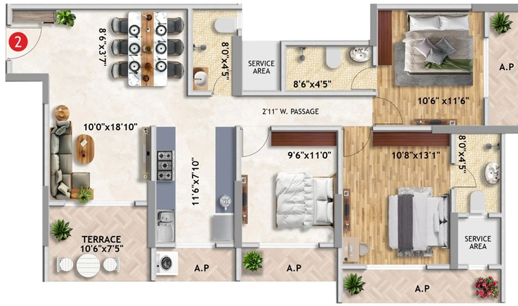 3 BHK Flat in Imperial Anantha in Vasai West, Palghar - Image 833612