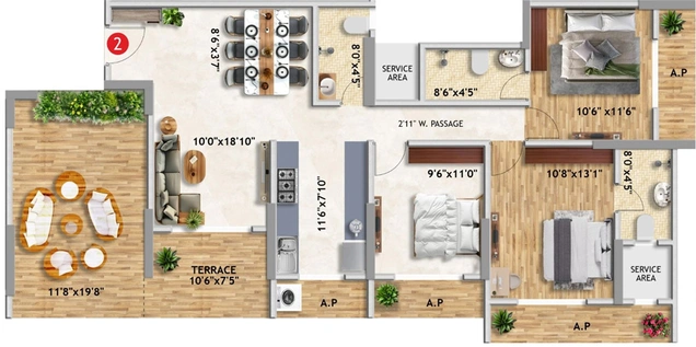 3 BHK Flat in Imperial Anantha in Vasai West, Palghar - Image 833613