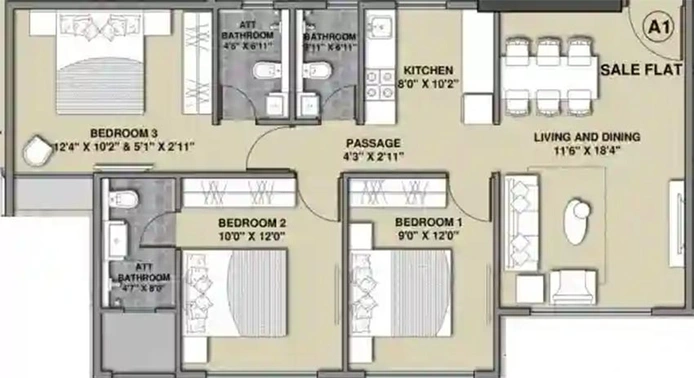 3 BHK Flat in Tru Spectrum Life in Santacruz West, Mumbai - Image 833695