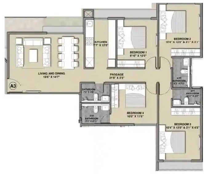 4 BHK Flat in Tru Spectrum Life in Santacruz West, Mumbai - Image 833696