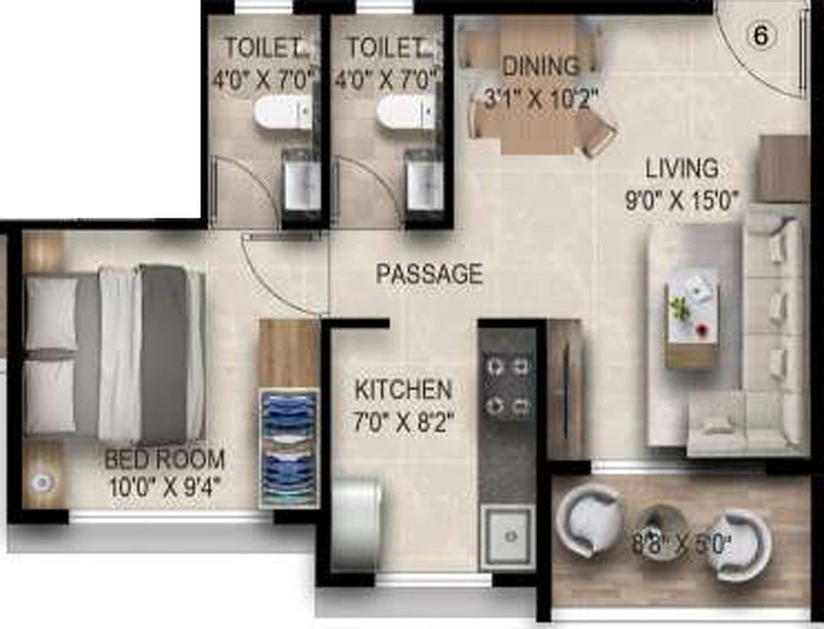 1 BHK Flat in Emkayen Balaji Pride Phase 1 in Panvel, Navi Mumbai - Image 833809