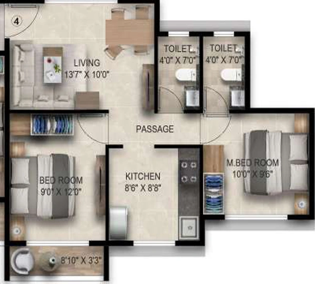 2 BHK Flat in Emkayen Balaji Pride Phase 1 in Panvel, Navi Mumbai - Image 833811