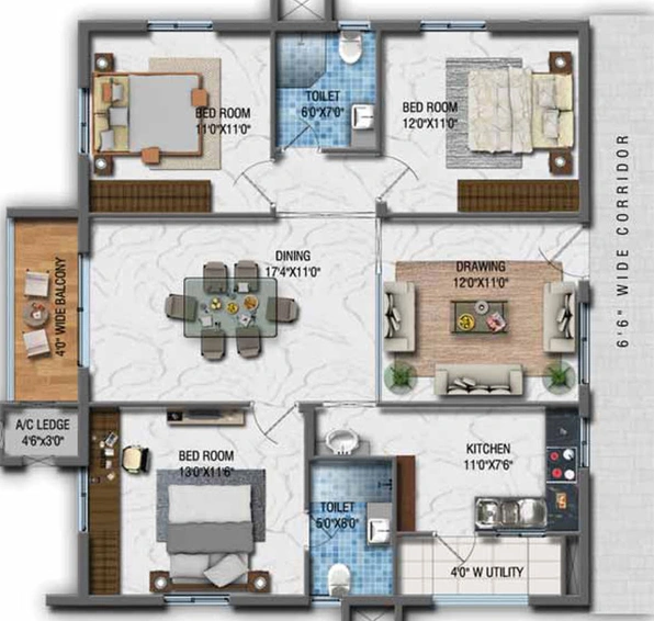 3 BHK Flat in Aparna Cyber Zon in Nallagandla, Hyderabad - Image 768481