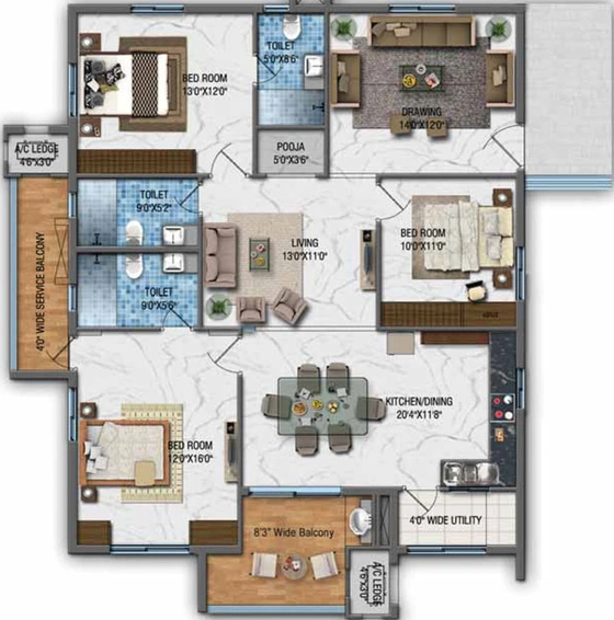 3 BHK Flat in Aparna Cyber Zon in Nallagandla, Hyderabad - Image 768483