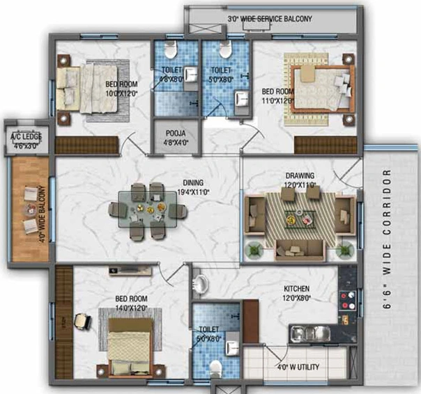 3 BHK Flat in Aparna Cyber Zon in Nallagandla, Hyderabad - Image 768482