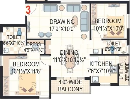 2 BHK Flat in Maphar Hillock in Attapur, Hyderabad - Image 836518