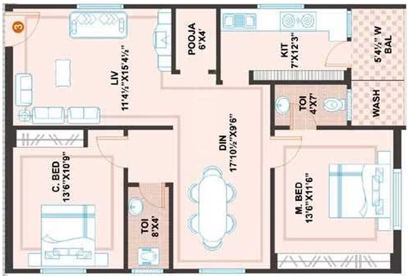 2 BHK Flat in Prime Meadows Apartments in Bachupally, Hyderabad - Image 836523