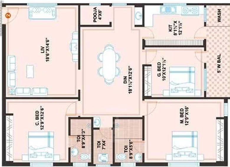3 BHK Flat in Prime Meadows Apartments in Bachupally, Hyderabad - Image 836524
