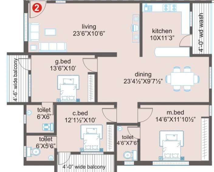 3 BHK Flat in Prime Majestic in Kurmannapalem, Visakhapatnam - Image 846834