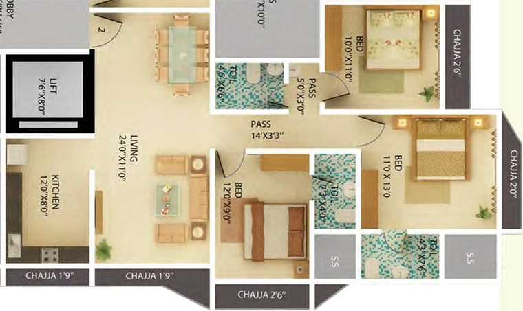 3 BHK Flat in Vibgyor Habitat in Borivali East, Mumbai - Image 846665