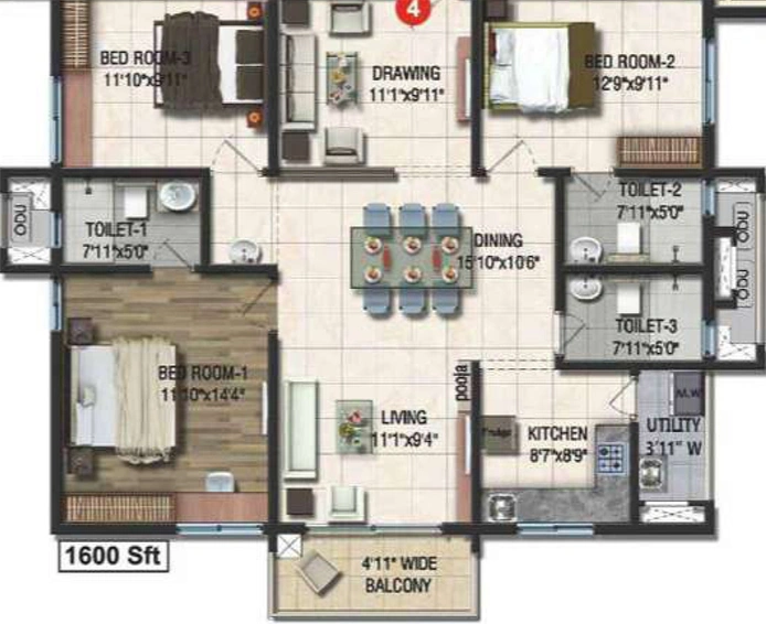 3 BHK Flat in Sumadhura Acropolis in Nanakramguda, Hyderabad - Image 768513