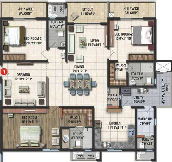 3 BHK Flat in Sumadhura Acropolis in Nanakramguda, Hyderabad - Image 768517