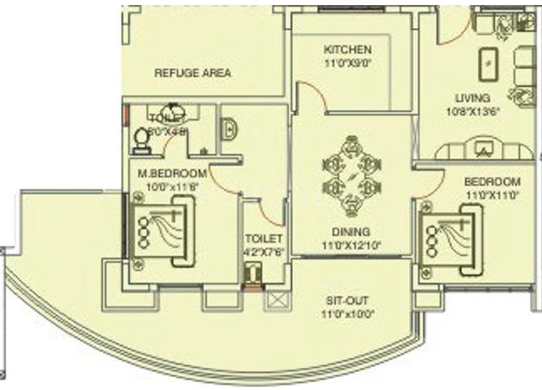 2 BHK Flat in Saket Sriyam in Secunderabad, Hyderabad - Image 836854