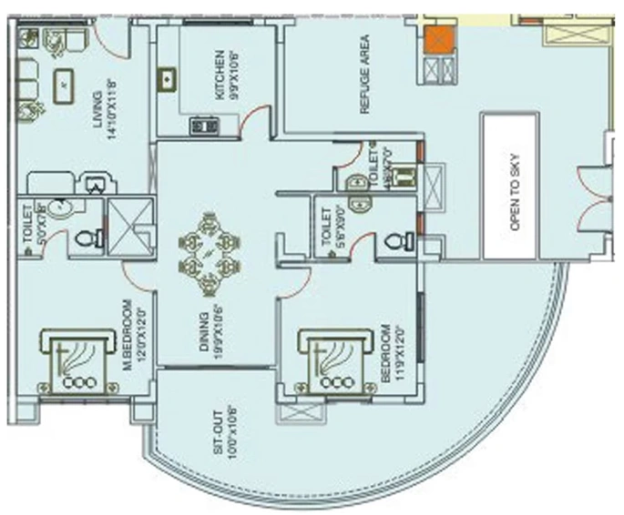 2 BHK Flat in Saket Sriyam in Secunderabad, Hyderabad - Image 836856
