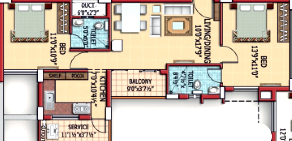 2 BHK Flat in Sri Maplewood in Kazhipattur, Chennai - Image 874894