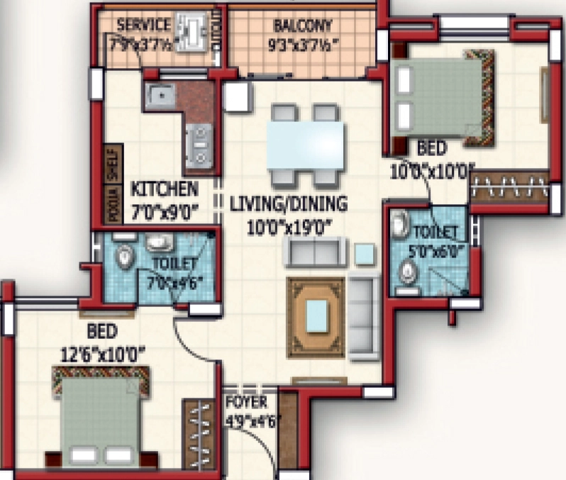 2 BHK Flat in Sri Maplewood in Kazhipattur, Chennai - Image 874893