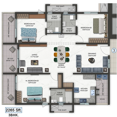 3 BHK Flat in Hallmark Altus in Serilingampally, Hyderabad - Image 920321