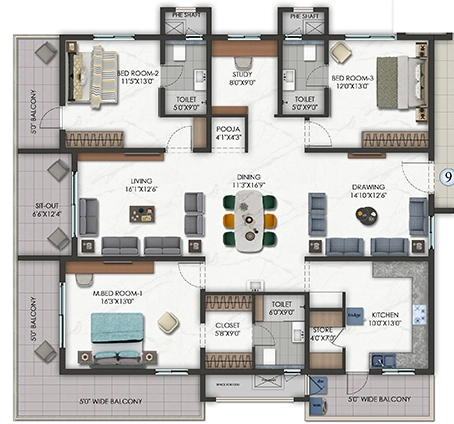 3 BHK Flat in Hallmark Altus in Serilingampally, Hyderabad - Image 920323