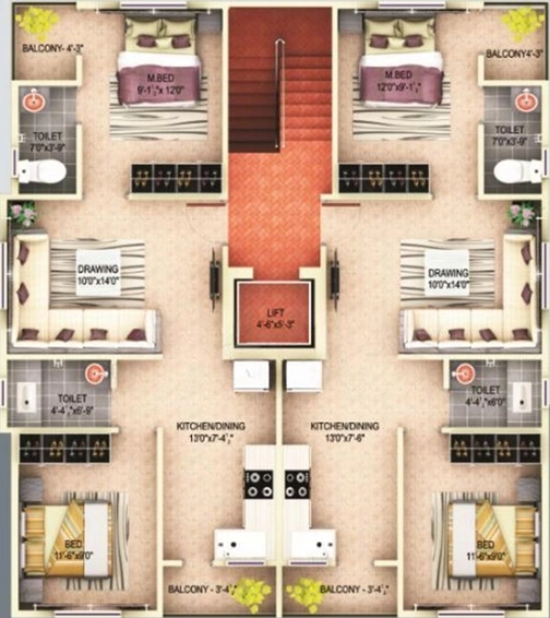 Floor Plan of Aakar Kalash Residency in Mhalgi Nagar, Nagpur - Image 226169