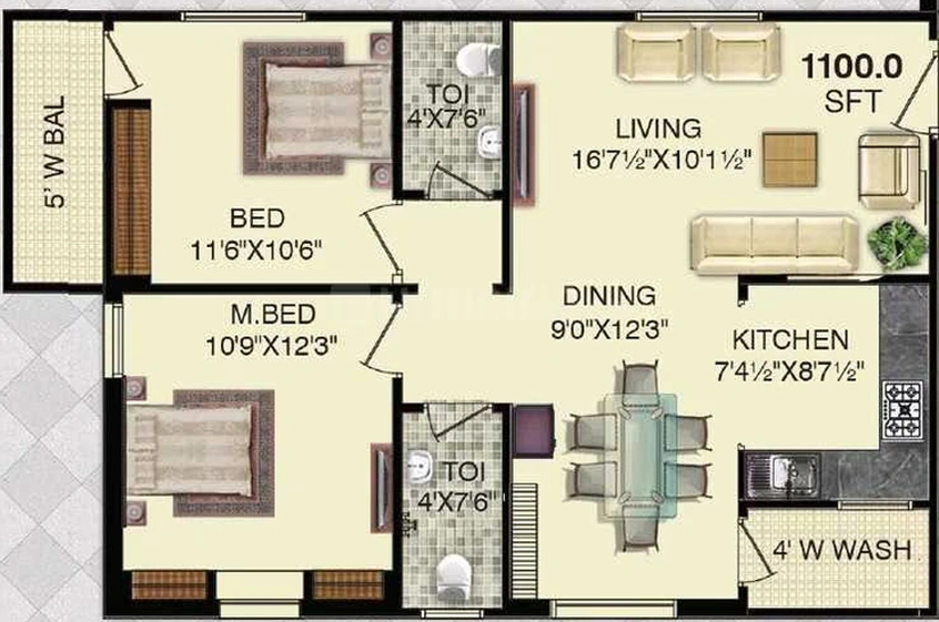 2 BHK Flat in Hallmark Maple Tree in Manikonda, Hyderabad - Image 834067