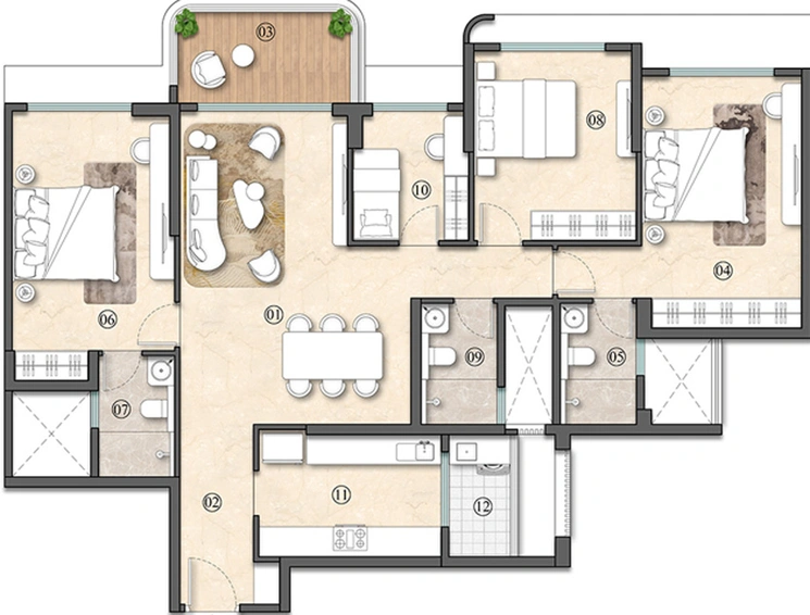 3 BHK Flat in Hallmark Maple Tree in Manikonda, Hyderabad - Image 834068