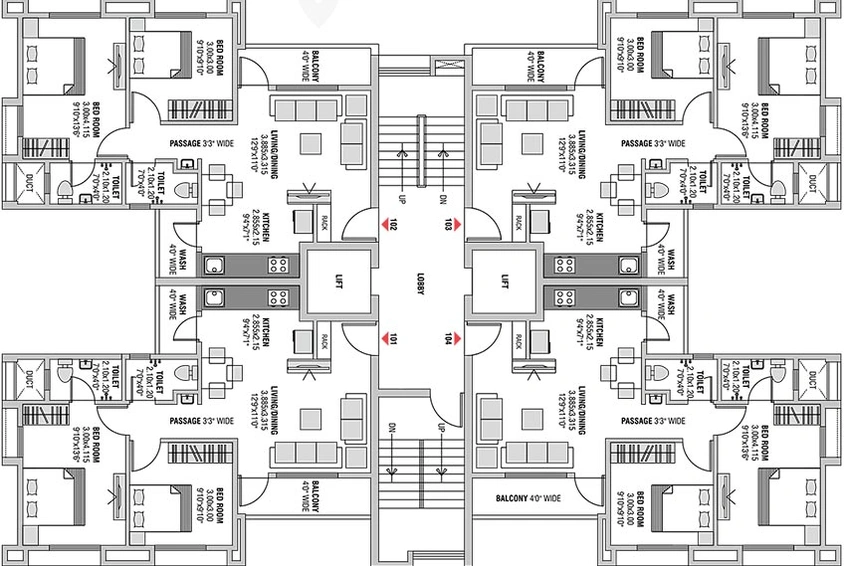 Floor Plan of Leverage Green Parks Ruby in Shambhu Nagar, Nagpur - Image 227135
