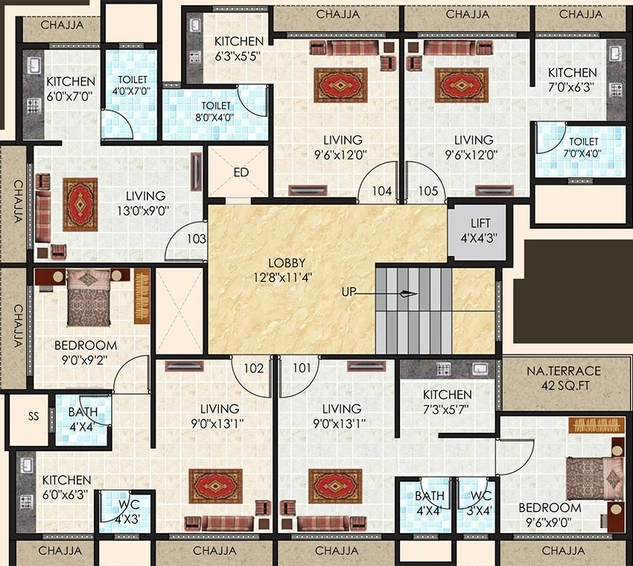 Floor Plan of Amber White Oak in Karanjade, Navi Mumbai - Image 234685