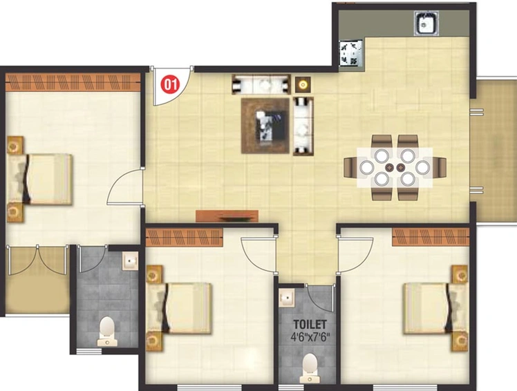 3 BHK Flat in Ravindra Shri Heights in Canada Corner, Nashik - Image 834962