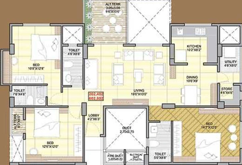 3 BHK Flat in Rushiraj Crescent in Gangapur Road, Nashik - Image 834970