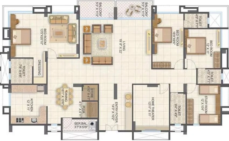 4 BHK Flat in Rushiraj Habitat in Anandvalli, Nashik - Image 834977