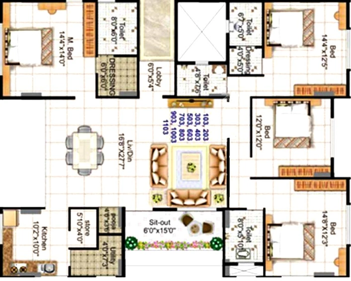 4 BHK Flat in Rushiraj Harmony in Anandvalli, Nashik - Image 834980