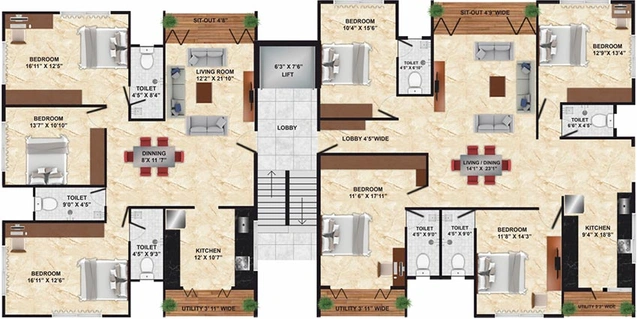 Floor Plan of Rushiraj Radiance in Gangapur Road, Nashik - Image 228752