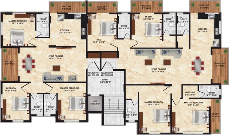 Floor Plan of Rushiraj Serenity in Anandvalli, Nashik - Image 228767