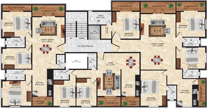Floor Plan of Rushiraj Zodiac in Veer Sawarkar Nagar, Nashik - Image 228779
